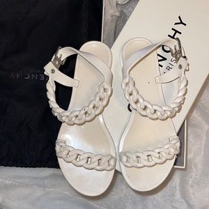 Authentic Givenchy Jelly Plate Rubber Chain-Link Accents Slingback Sandals
